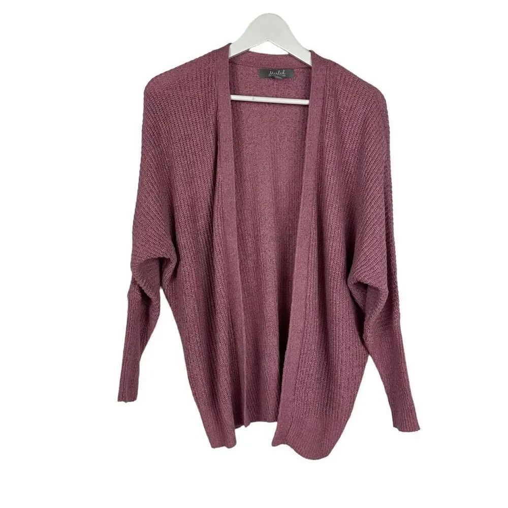 Marled Dusty Rose Open Front Cardigan Long Ribbed Cuffs size XS
